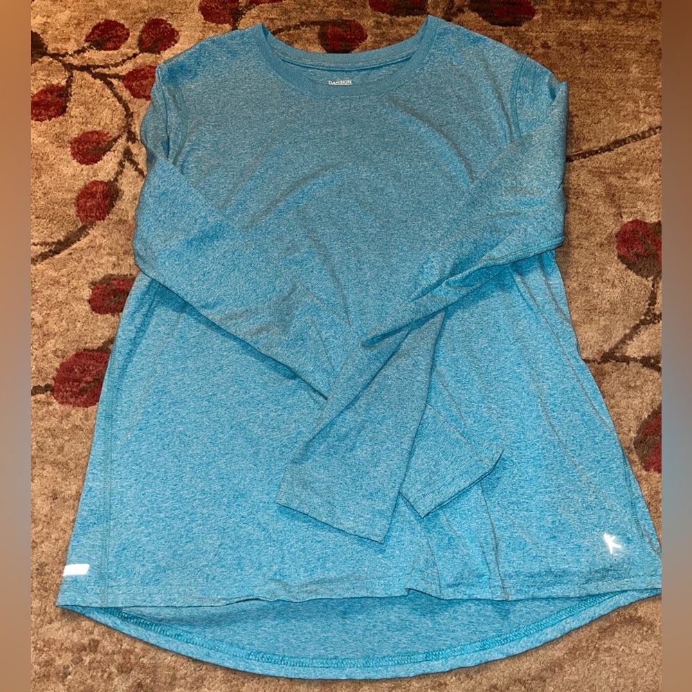 Turquoise Danskin Now long sleeve semi-fitted women shirt